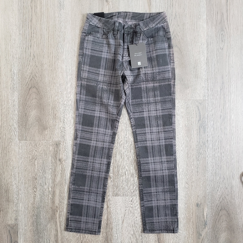 NWT Insight 51 Electric Lady Women's Abstract Grunge Plaid Jeans Size 4